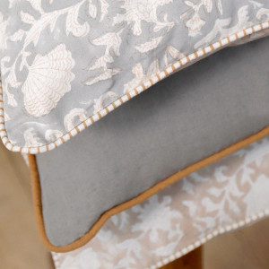 Jane Grey Cushion with Terracotta Piping, a decorative soft furnishing for a sofa, chair or bed
