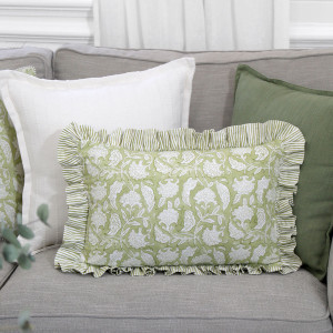 Lumbar Sylvie Apple Green Reversible Cushion, a comfortable interior accessory designed to add colour and texture