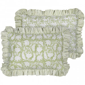 Lumbar Sylvie Apple Green Reversible Cushion, a decorative soft furnishing for a sofa, chair or bed