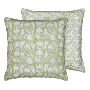 Sylvie Apple Green Reversible Cushion, a decorative soft furnishing for a sofa, chair or bed