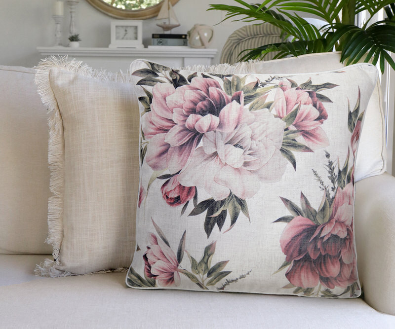Isabella Pink Peony Roses Cushion
