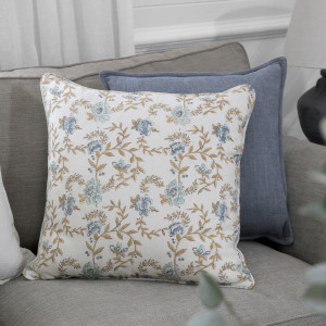 Tahlia Meadow Flower Linen Cushion, shown as a soft decorative accent for layering on seating or a bed