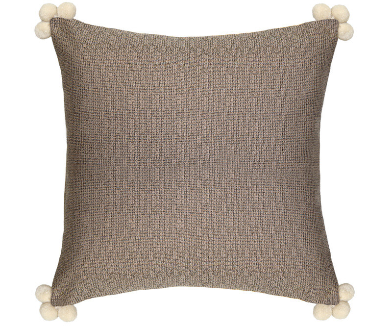 Deacon Mocha Pom Pom Cushion