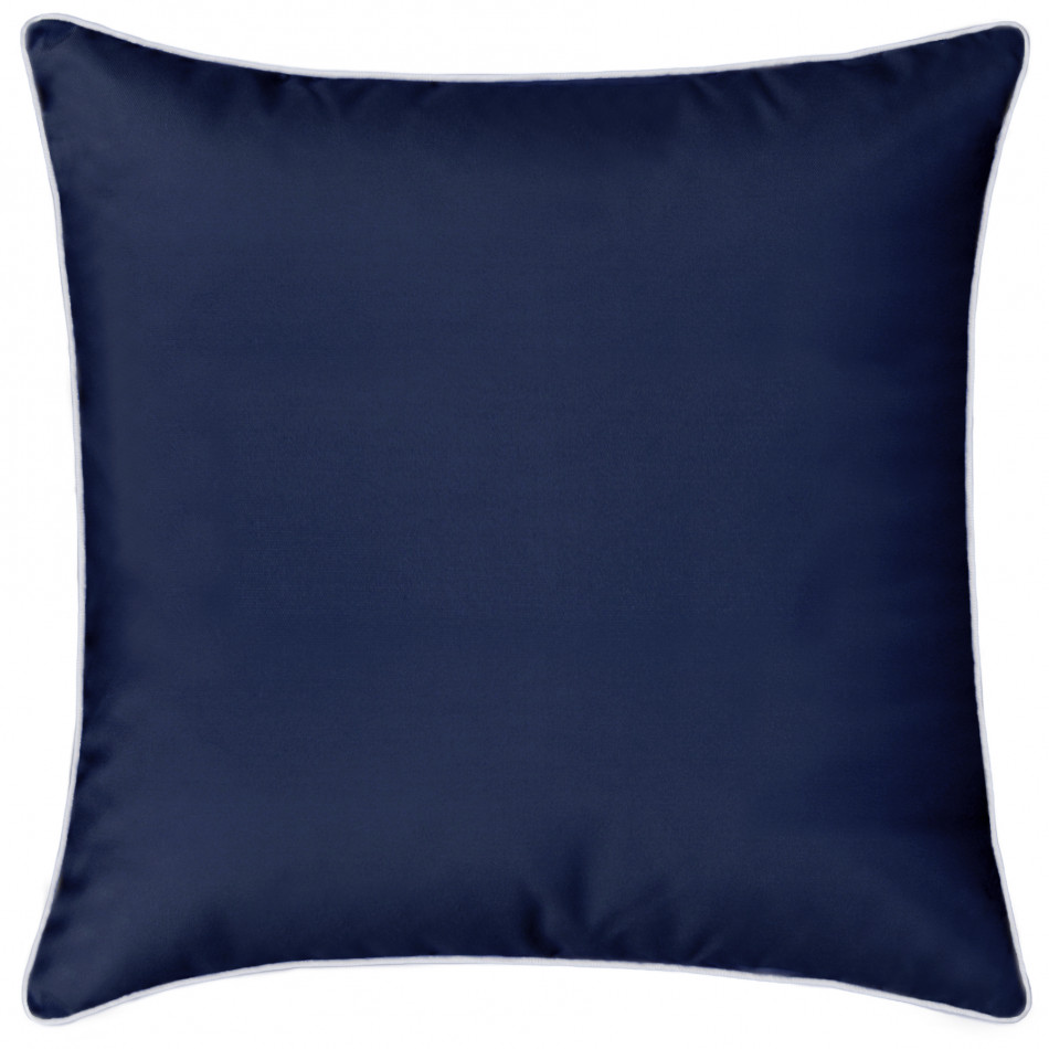 Westport navy blue square outdoor cushion with contrasting white piped edge