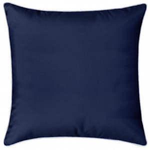 Westport navy blue square outdoor cushion with contrasting white piped edge