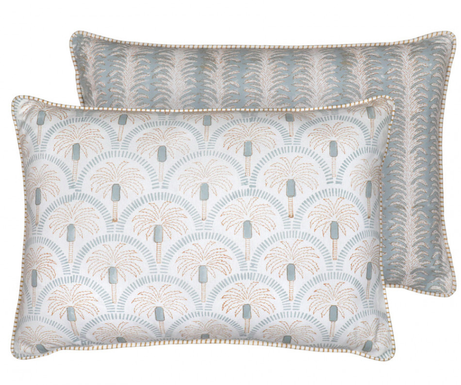 Lumbar Palmetto Reversible Coastal Blue Cushion