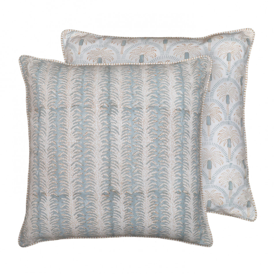 Palmetto Reversible Coastal Blue Cushion