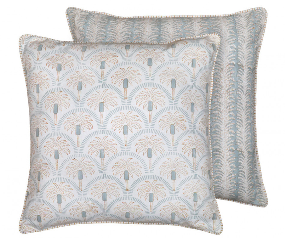 Palmetto Reversible Coastal Blue Cushion