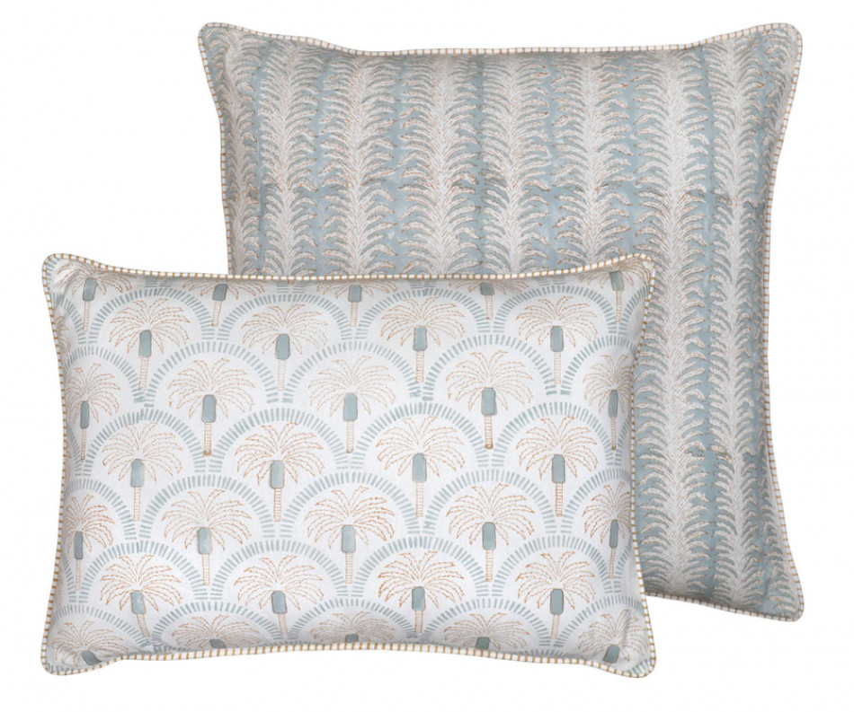 Lumbar Palmetto Reversible Coastal Blue Cushion
