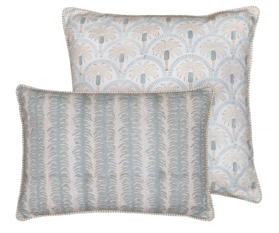 Lumbar Palmetto Reversible Coastal Blue Cushion