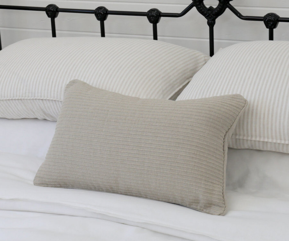 Lumbar Taupe Linden Ribbed Cushion