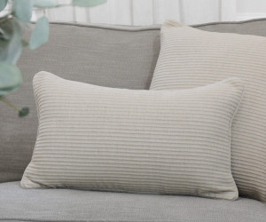 Lumbar Taupe Linden Ribbed Cushion