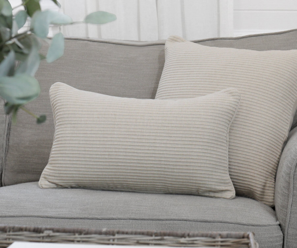 Lumbar Taupe Linden Ribbed Cushion