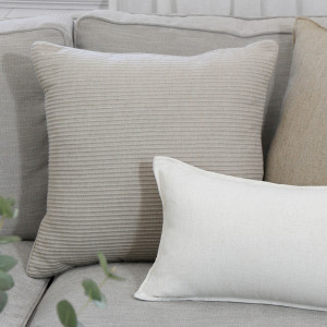 Taupe Linden Ribbed Cushion 50cm, a decorative soft furnishing for a sofa, chair or bed