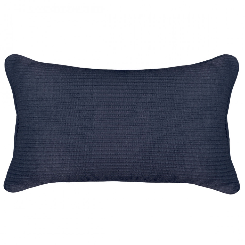 Lumbar Navy Linden Ribbed Cushion