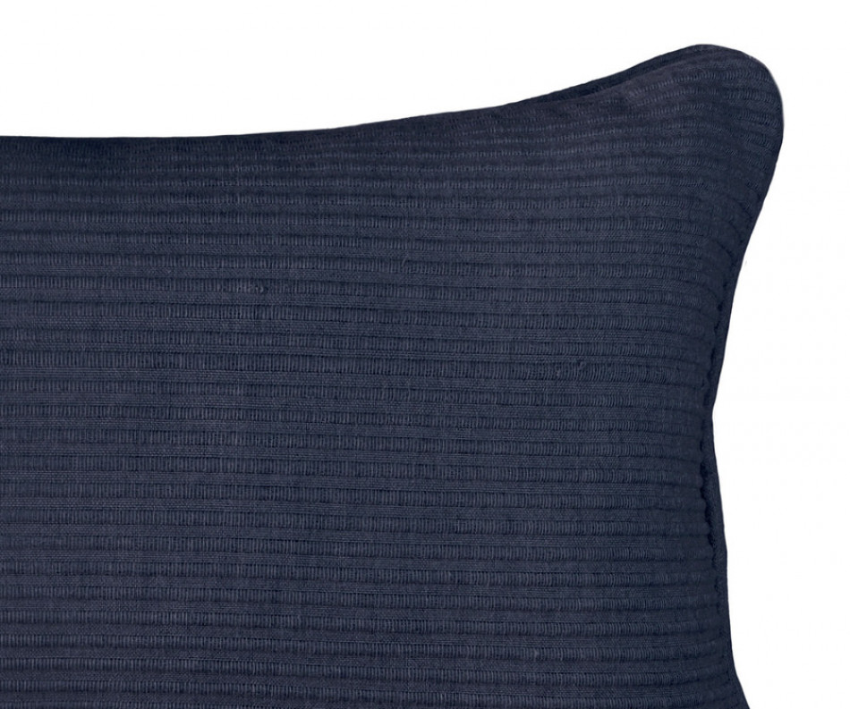 Lumbar Navy Linden Ribbed Cushion