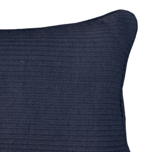 Lumbar Navy Linden Ribbed Cushion, a decorative soft furnishing for a sofa, chair or bed