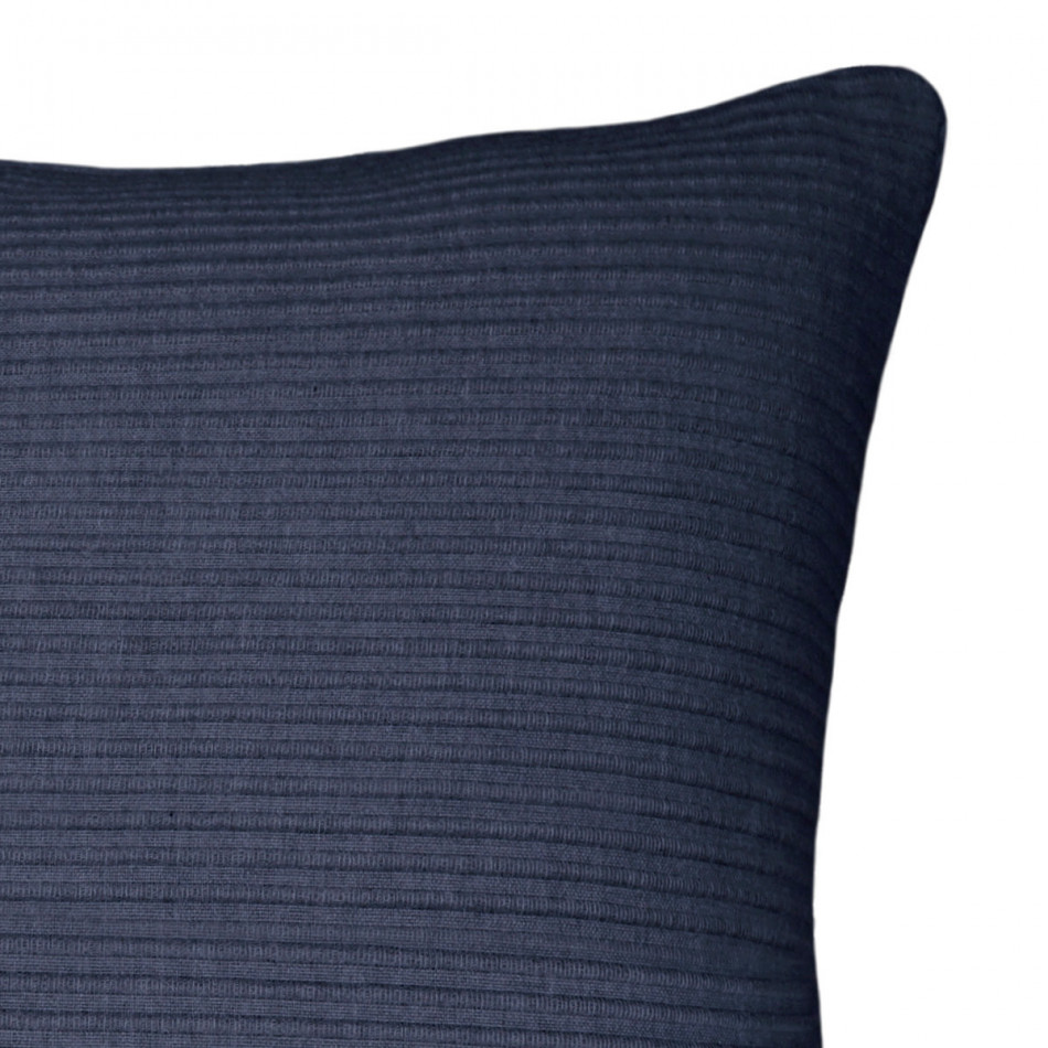 Navy Linden Ribbed Cushion 50cm, a decorative soft furnishing for a sofa, chair or bed