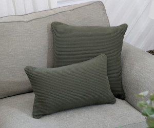 Lumbar Olive Green Linden Ribbed Cushion