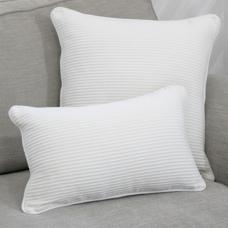 Lumbar White Linden Ribbed Cushion