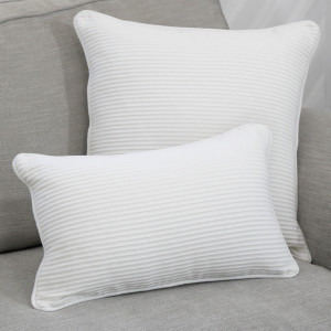 Lumbar White Linden Ribbed Cushion