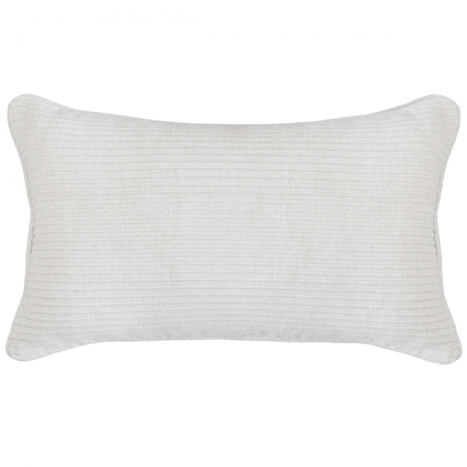 Lumbar White Linden Ribbed Cushion, a decorative soft furnishing for a sofa, chair or bed