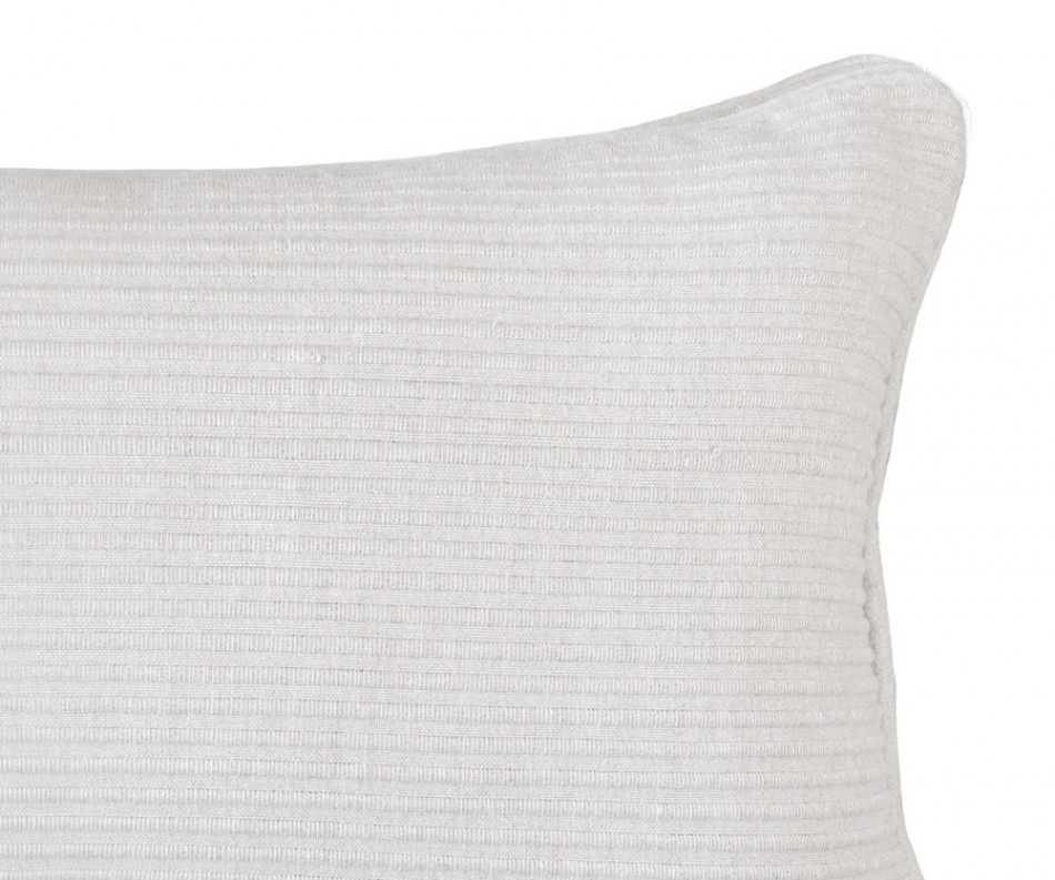 Lumbar White Linden Ribbed Cushion