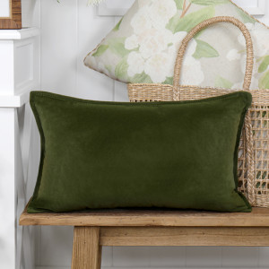 Osborne Forest Green Velvet Cushion - Lumbar, a decorative soft furnishing for a sofa, chair or bed