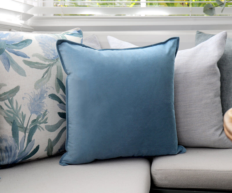 Aegean Blue Velvet Cushion