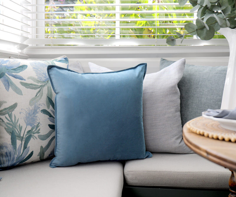 Aegean Blue Velvet Cushion