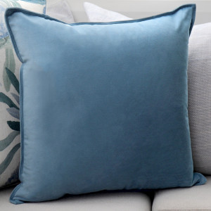 Aegean Blue Velvet Cushion, indoor accent seating