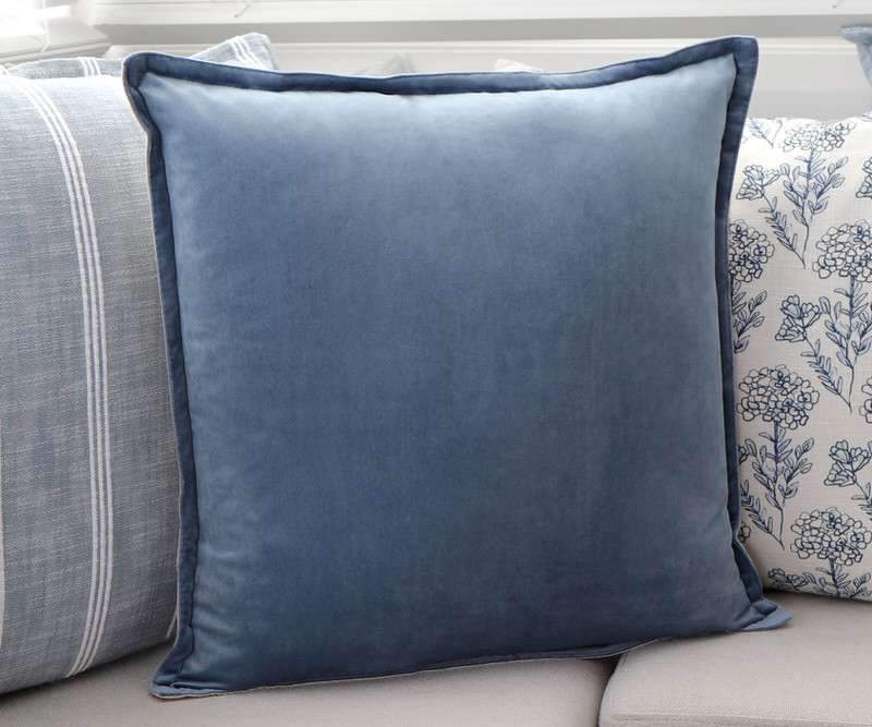 French Grey-Blue Velvet Cushion