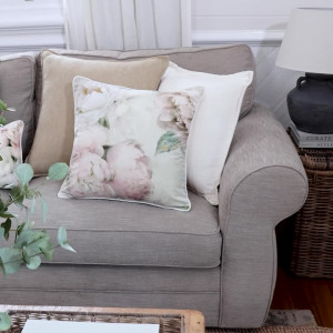 White Peony Velvet Cushion, a comfortable interior accessory designed to add colour and texture