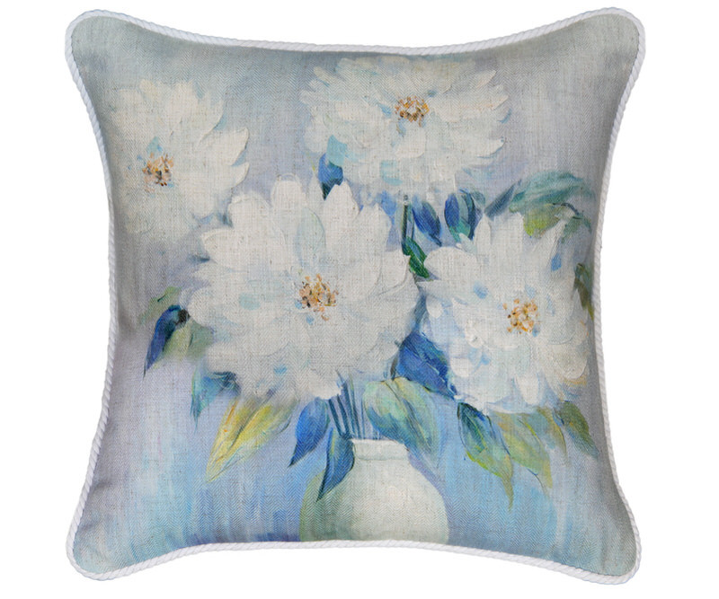 Lucie Blue Peonies Cushion