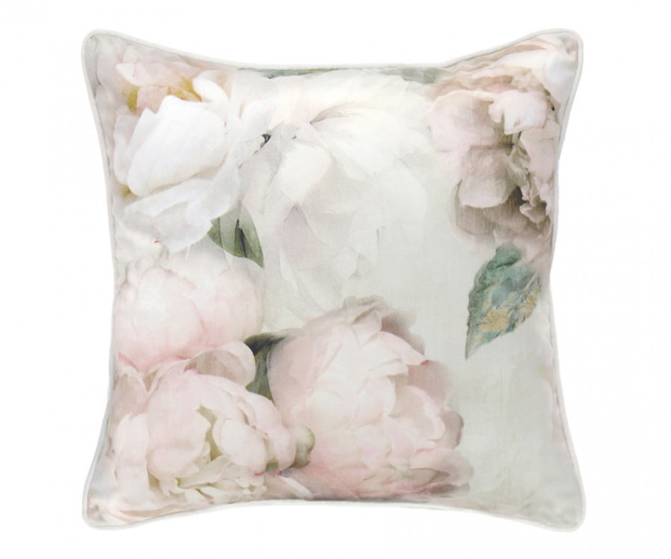 White Peony Velvet Cushion