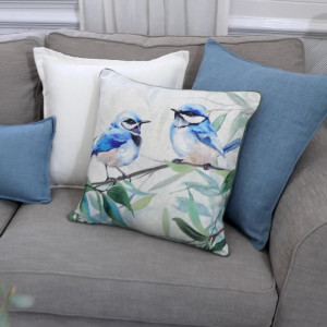 Woodland Blue Fairy Wrens Cushion