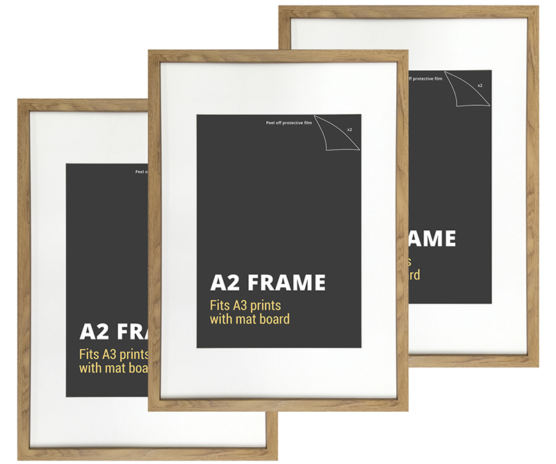 Set 3 A2 American Oak Picture Frames