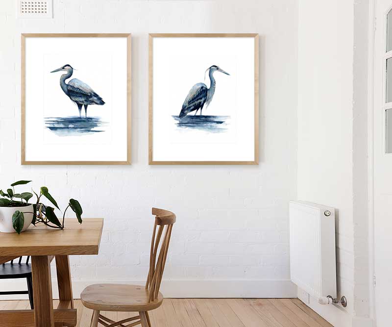 Azure Blue Heron I Art Print Framed