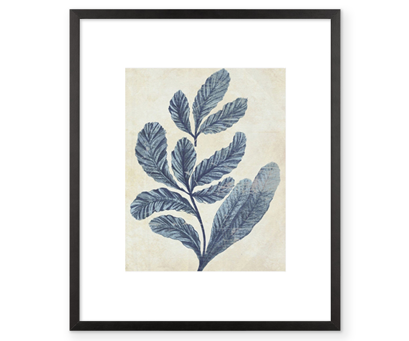 Indigo Seaweed I Watercolour Wall Art Print