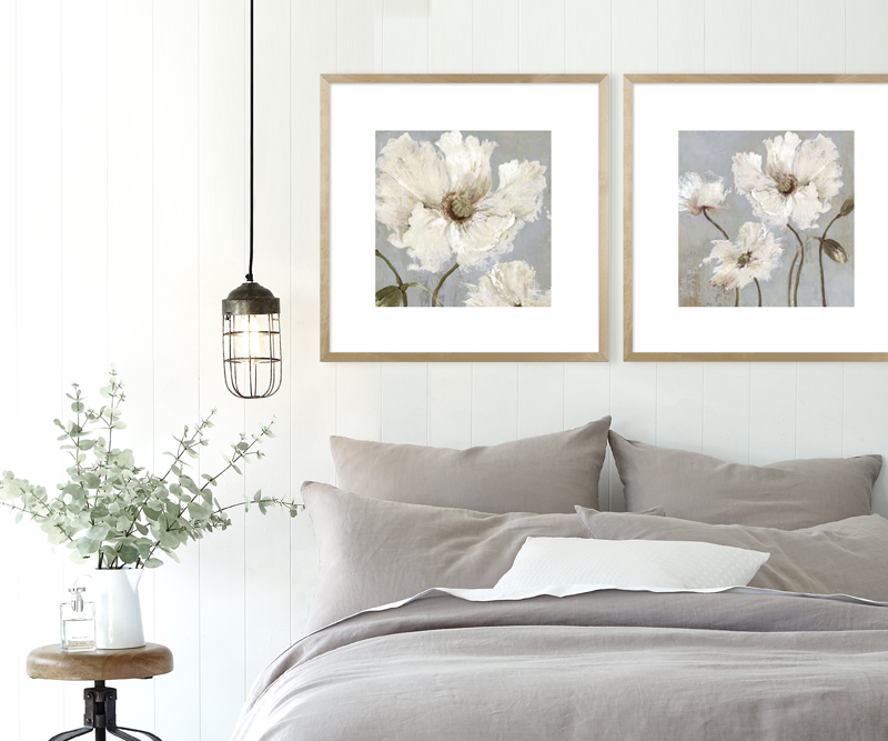 Cadence I White Flower Wall Art Framed