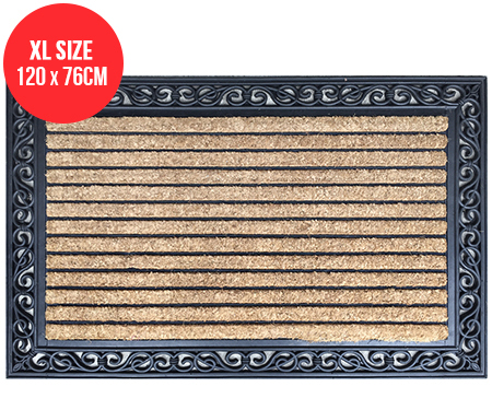 XL Ribbed Rubber & Coir Doormat