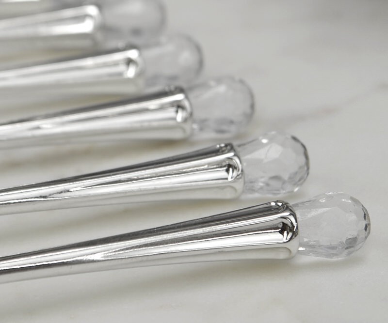 Dessert Spoons Set 6 Crystal Handles