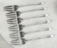 Dessert Forks Set 6 Crystal Handle