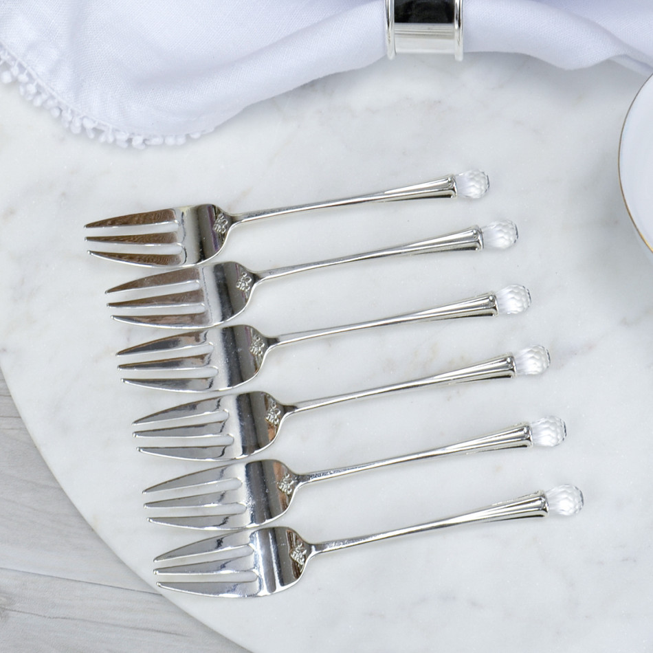 Dessert Forks Set 6 Crystal Handle, decorative home accessory