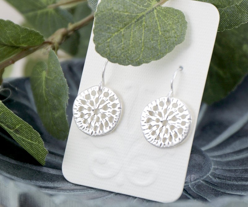 Destiny Silver Sun Disc Earrings