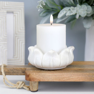 Lotus Flower Marble Dish, designed for practical dining use with an ornamental presentation