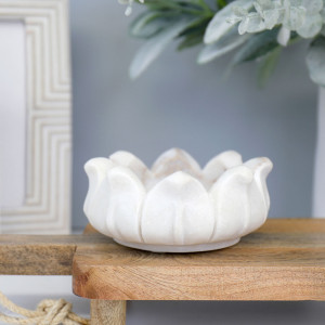 Lotus Flower Marble Dish, a tabletop piece suited to serving food or creating a decorative display