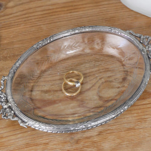 Colette Silver & Glass Trinket or Soap Dish, a tabletop piece for serving or decorative display