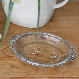 Colette Silver & Glass Trinket or Soap Dish, a tabletop piece suited to serving food or creating a decorative display