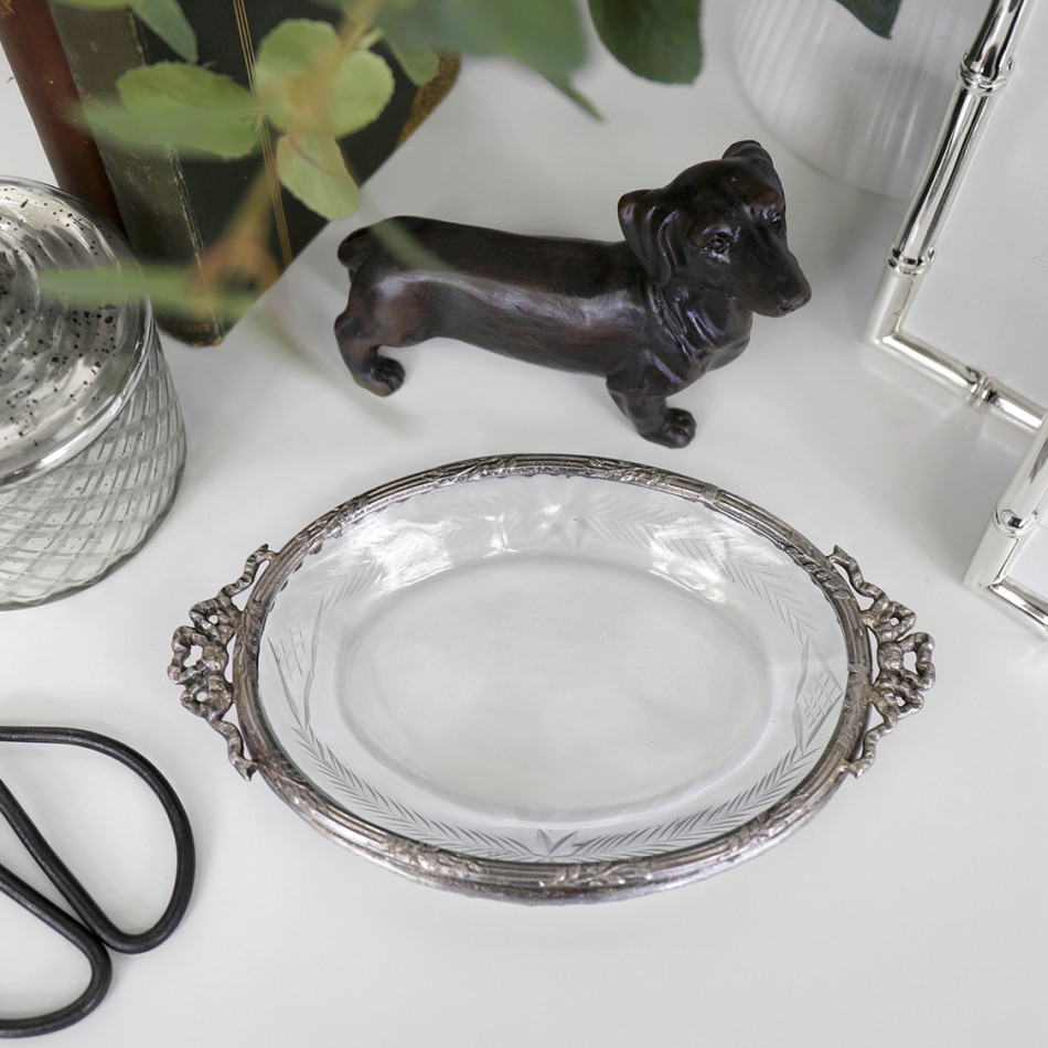 Colette Silver & Glass Trinket or Soap Dish, decorative tableware